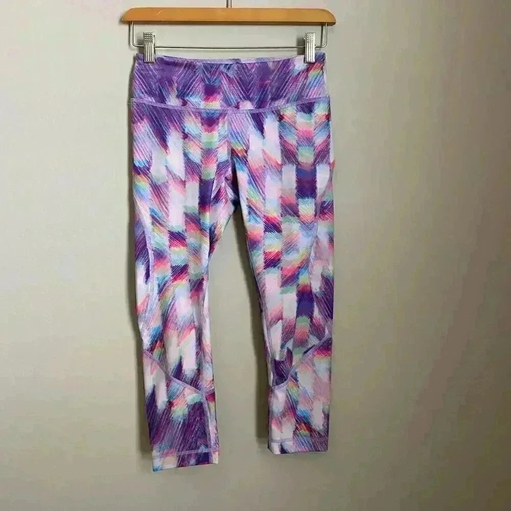 Zella Live In Crop Leggings‎ Purple Pattern Size XS